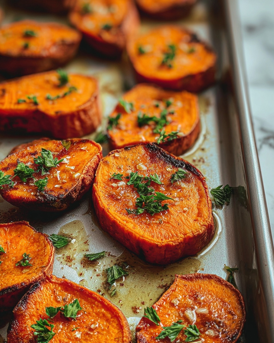 Garlic Butter Roasted Sweet Potatoes Recipe - Recipe Image