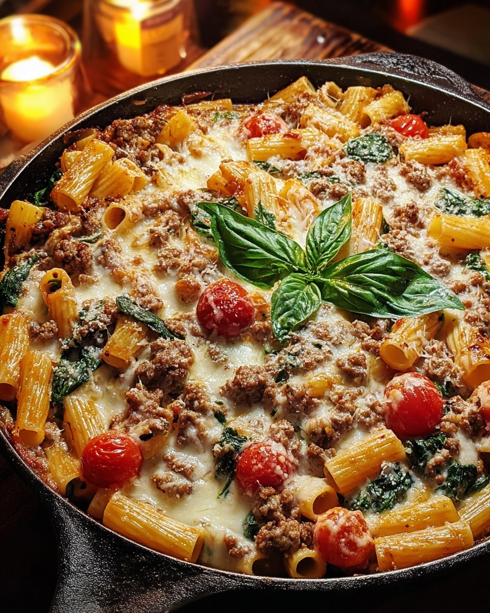Creamy Tuscan Sausage Pasta Bake Recipe - Recipe Image