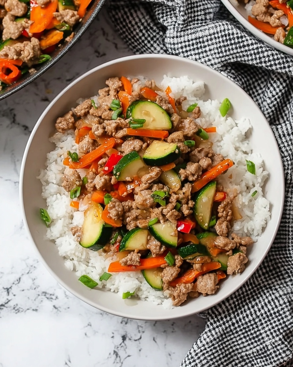 Ground Turkey Stir Fry with Vegetables and Jasmine Rice Recipe - Recipe Image