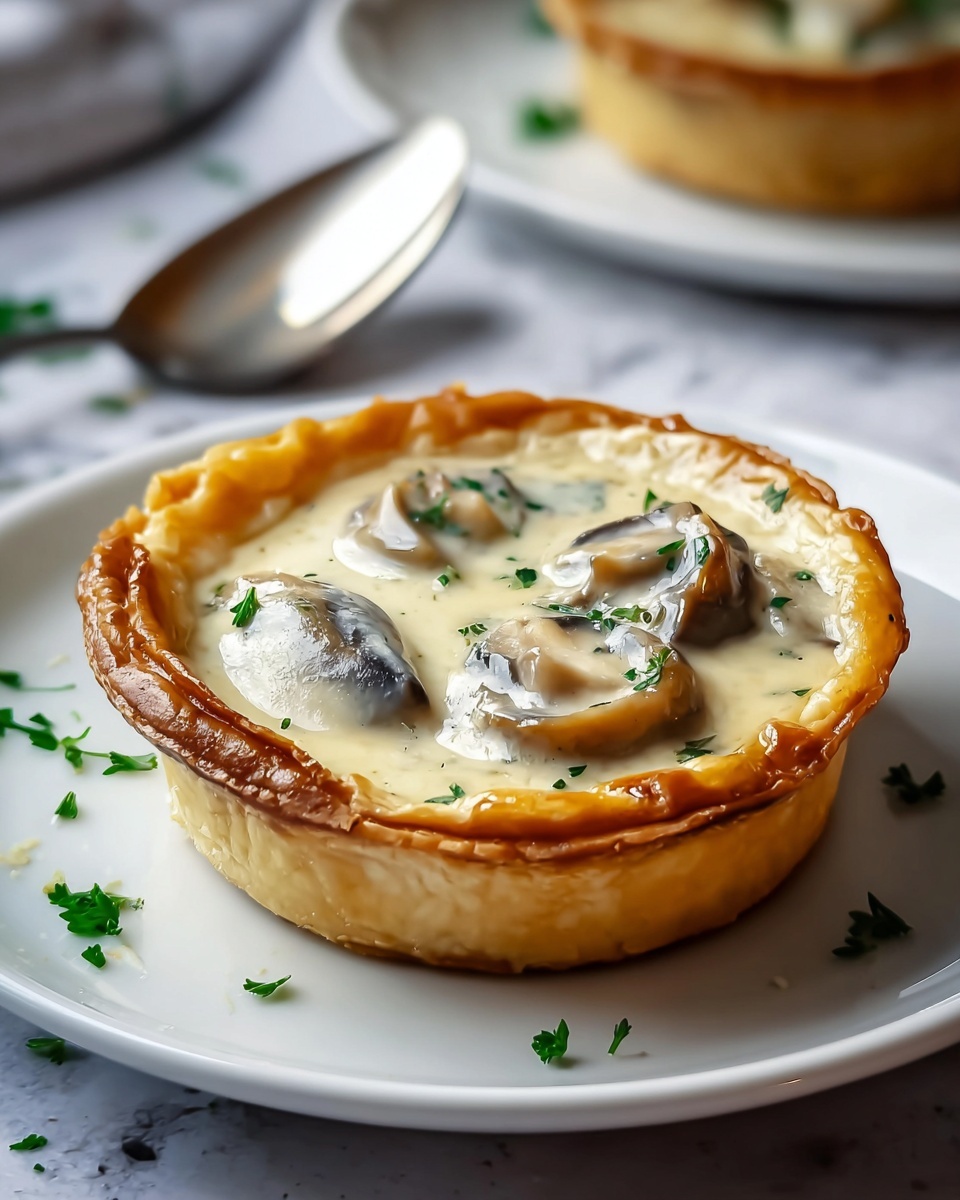 Oyster Tarts with Creamy Mushroom and White Wine Sauce Recipe - Recipe Image