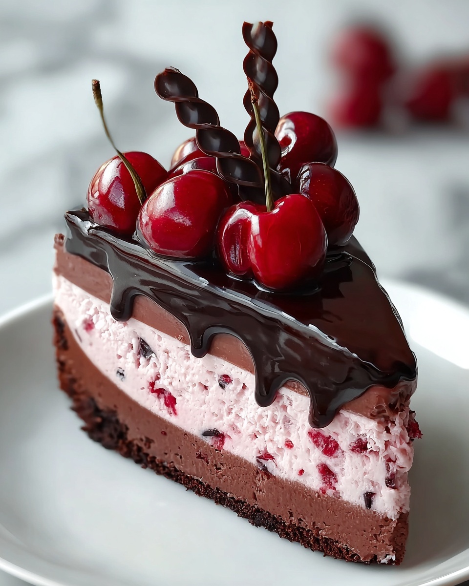 Chocolate Cherry No-Bake Cheesecake Recipe - Recipe Image