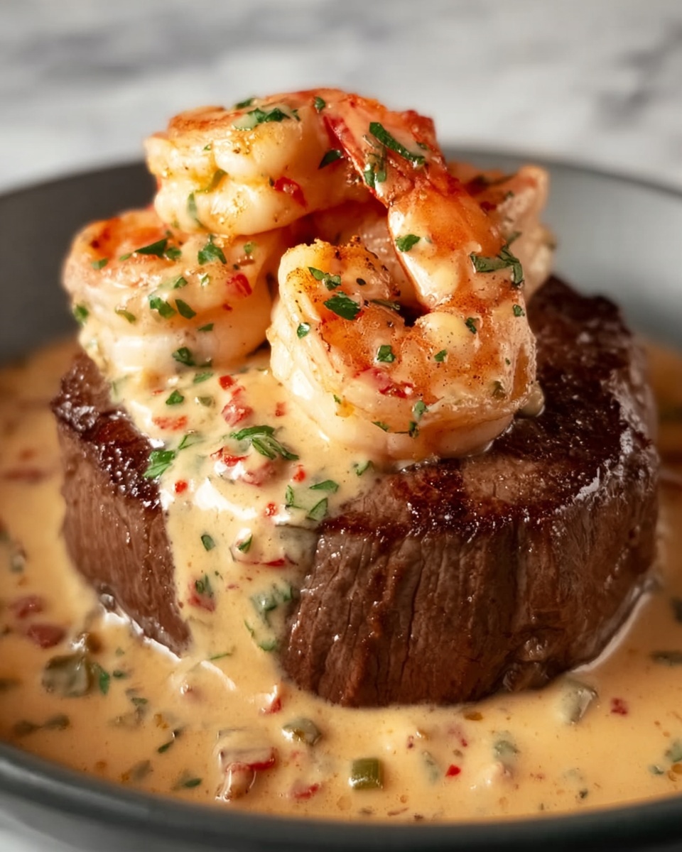 Filet Mignon with Shrimp and Lobster Cream Sauce Recipe - Recipe Image