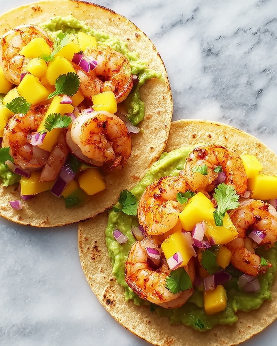 Delicious Roasted Shrimp Tostadas with Mango Coconut Salsa Recipe - Recipe Image