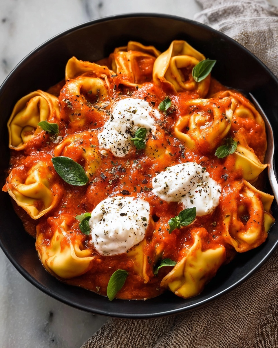 Tortellini with Roasted Red Pepper and Burrata Sauce Recipe - Recipe Image