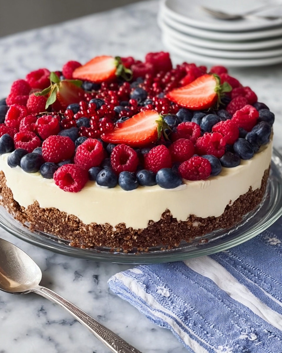 No-Bake Cheesecake Flag Cake Recipe - Recipe Image