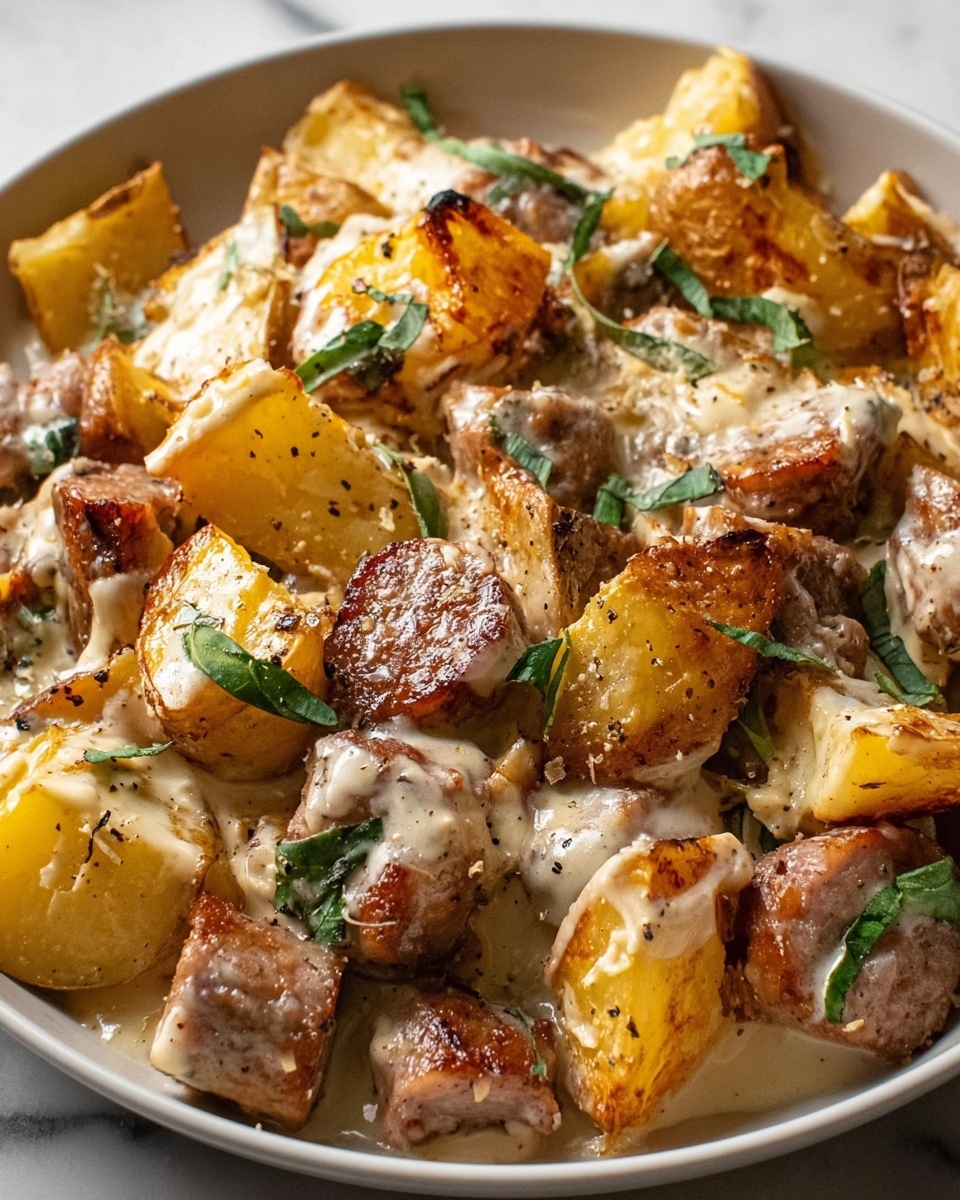One-Pan Creamy Meat & Potato Skillet Recipe - Recipe Image