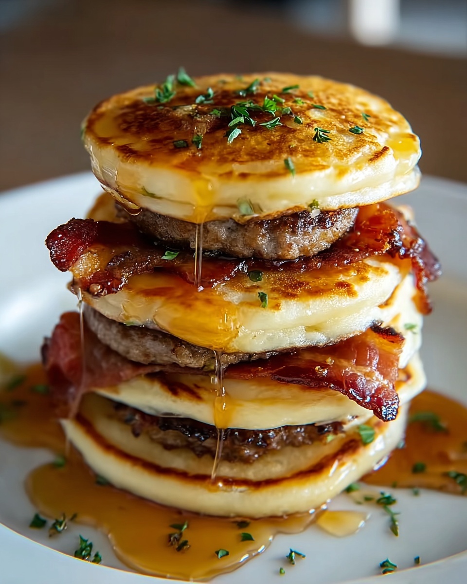 Truffle Butter Cheeseburger Pancake Sliders Recipe - Recipe Image