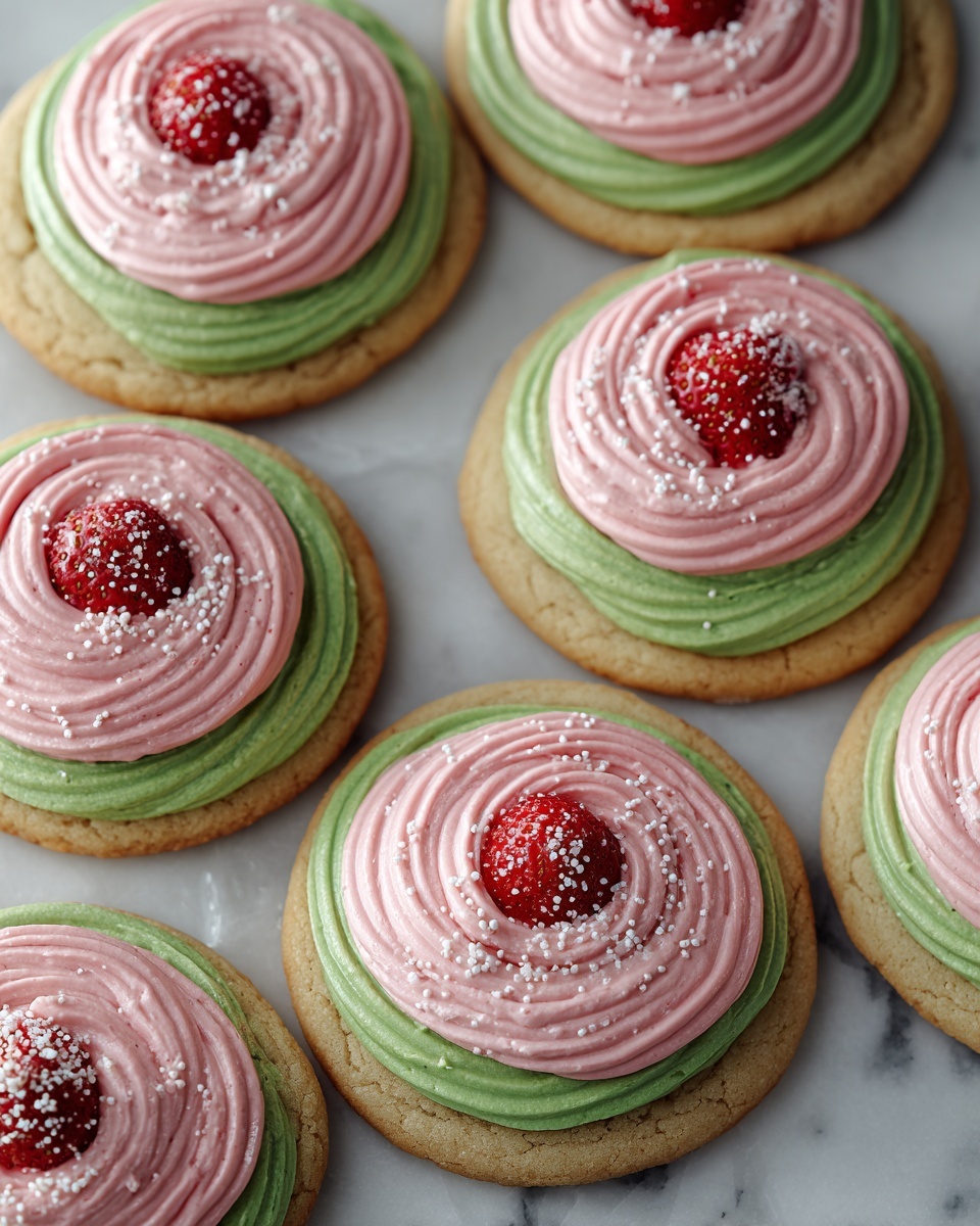 Strawberry Frosted Matcha Cookies Recipe - Recipe Image