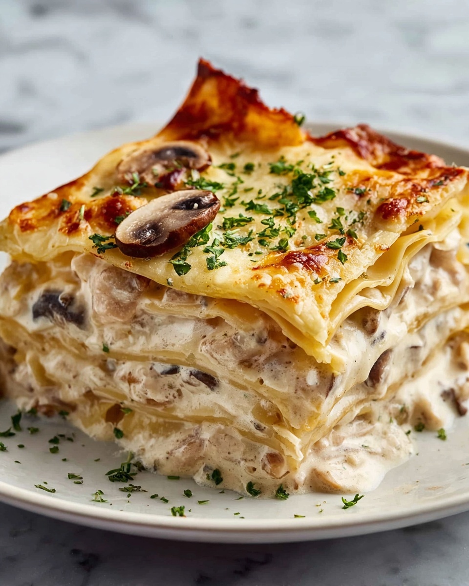Creamy Chicken Mushroom Lasagna Recipe - Recipe Image