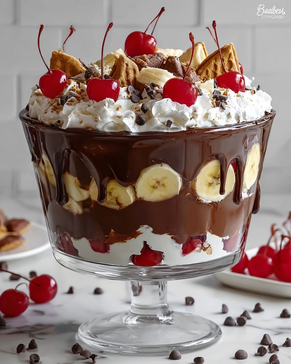 No-Bake Chocolate Banana Split Trifle Recipe - Recipe Image