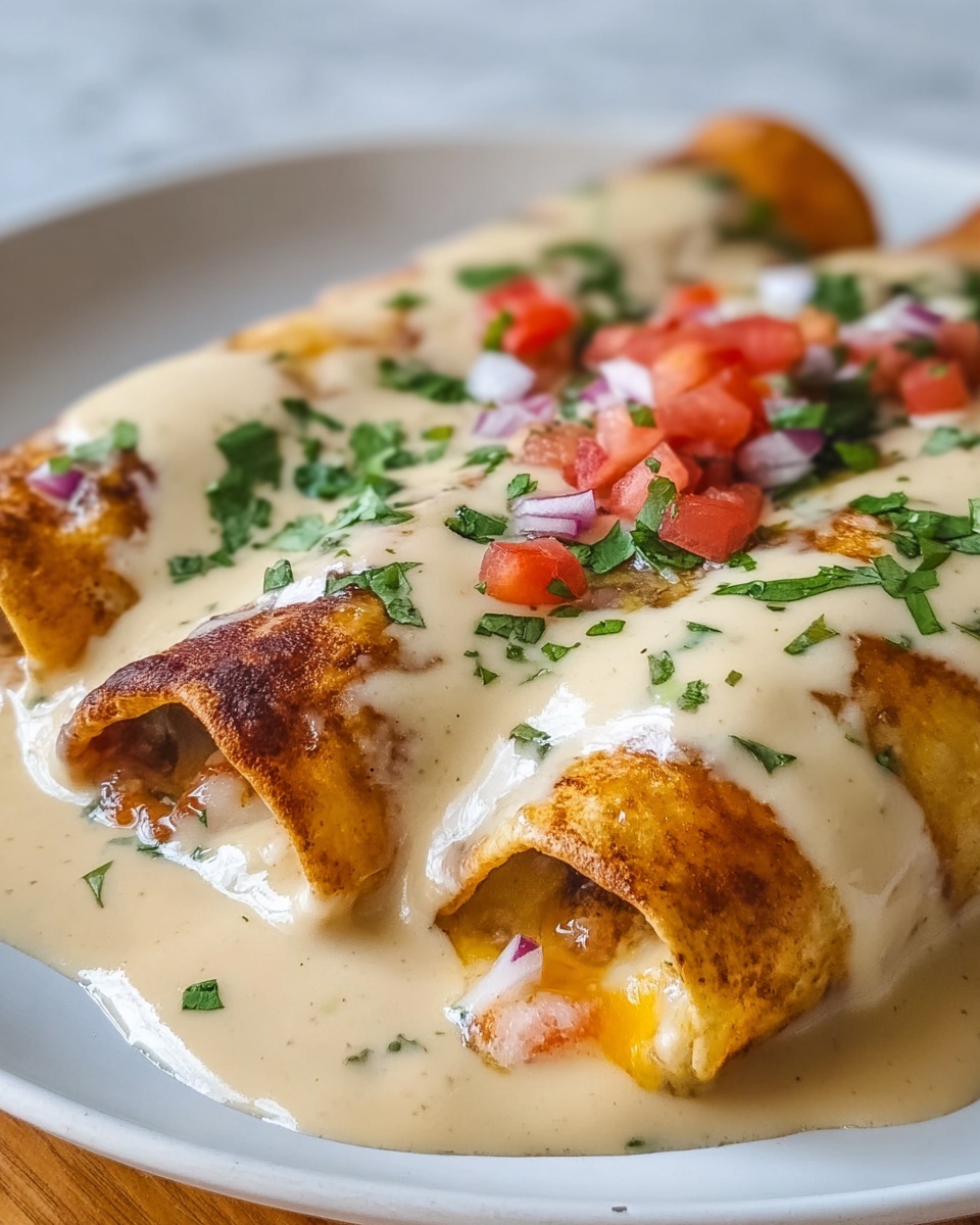 Boudin Chimichangas with Crawfish Cream Sauce Recipe - Recipe Image