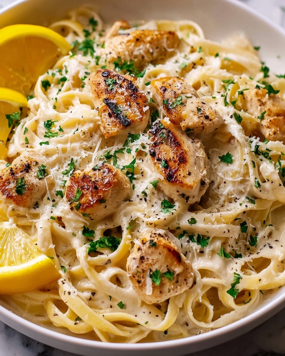 Creamy Lemon Garlic Chicken Pasta Recipe - Recipe Image