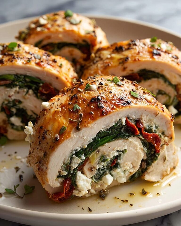 Rolled Chicken with Feta, Spinach, and Sun-Dried Tomatoes Recipe