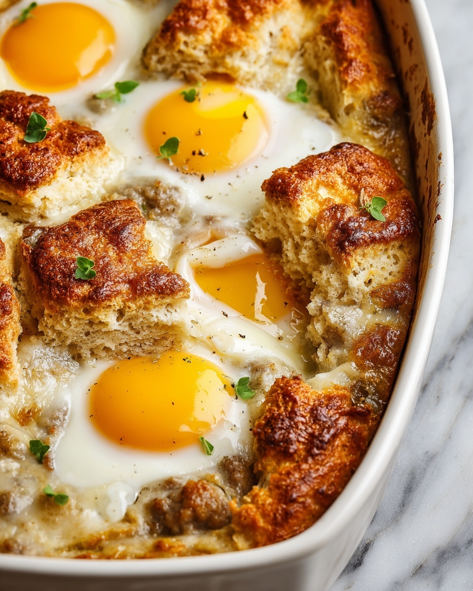 Biscuits and Gravy Breakfast Casserole Recipe - Recipe Image