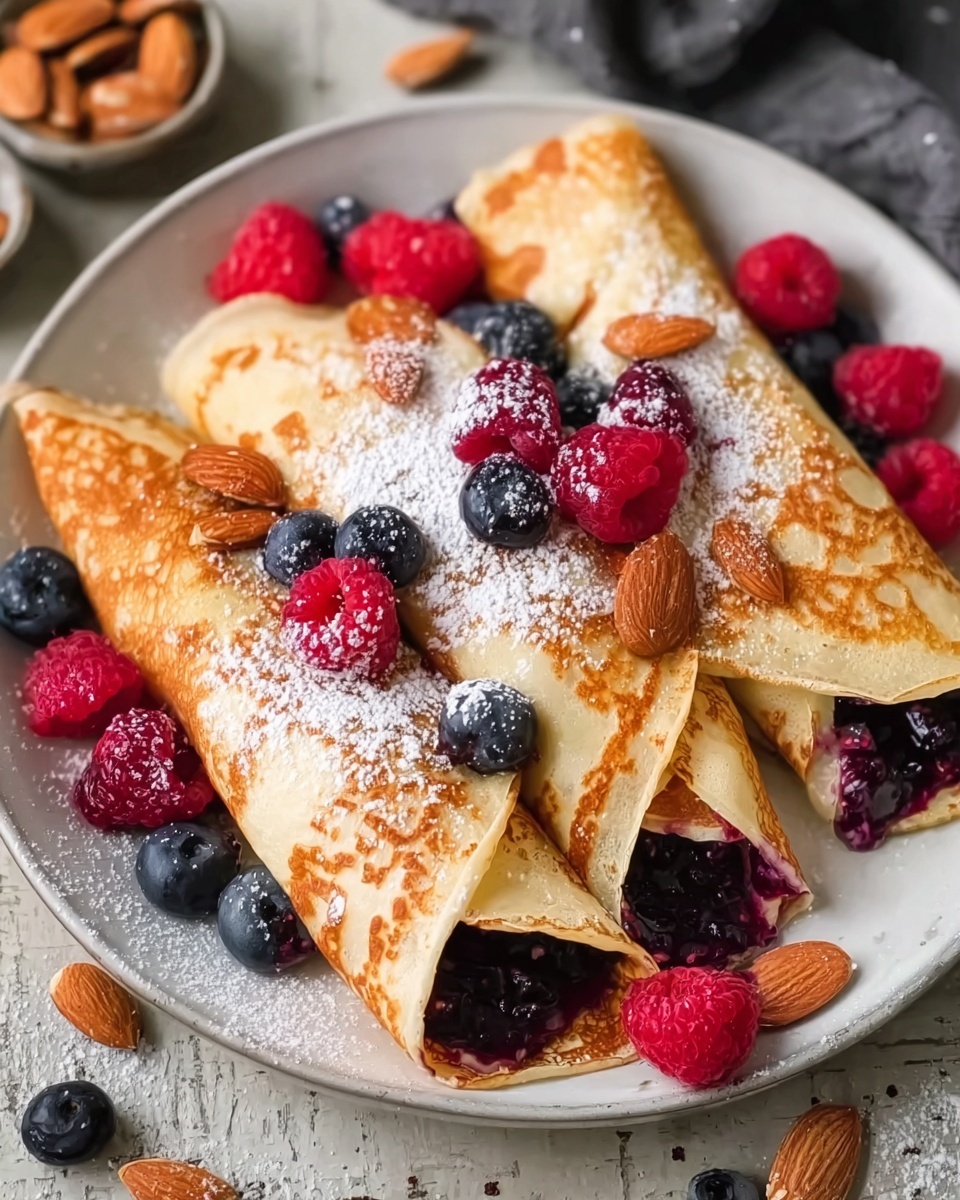 Almond Crepes with Warm Berries Recipe - Recipe Image